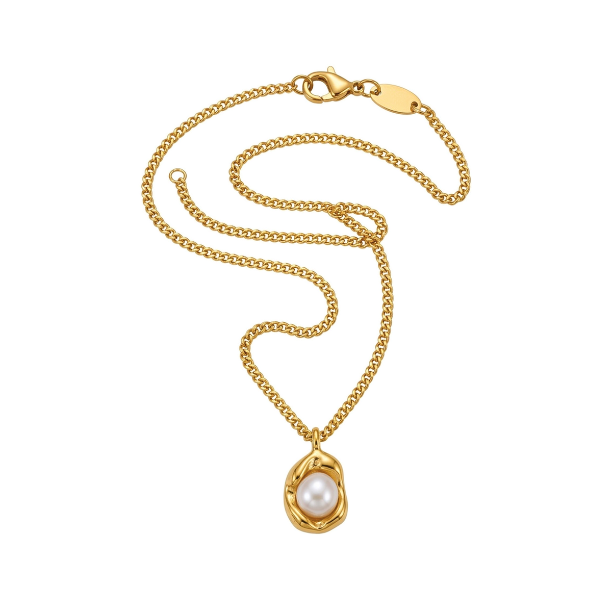 Tide Pearl Necklace shown at full length