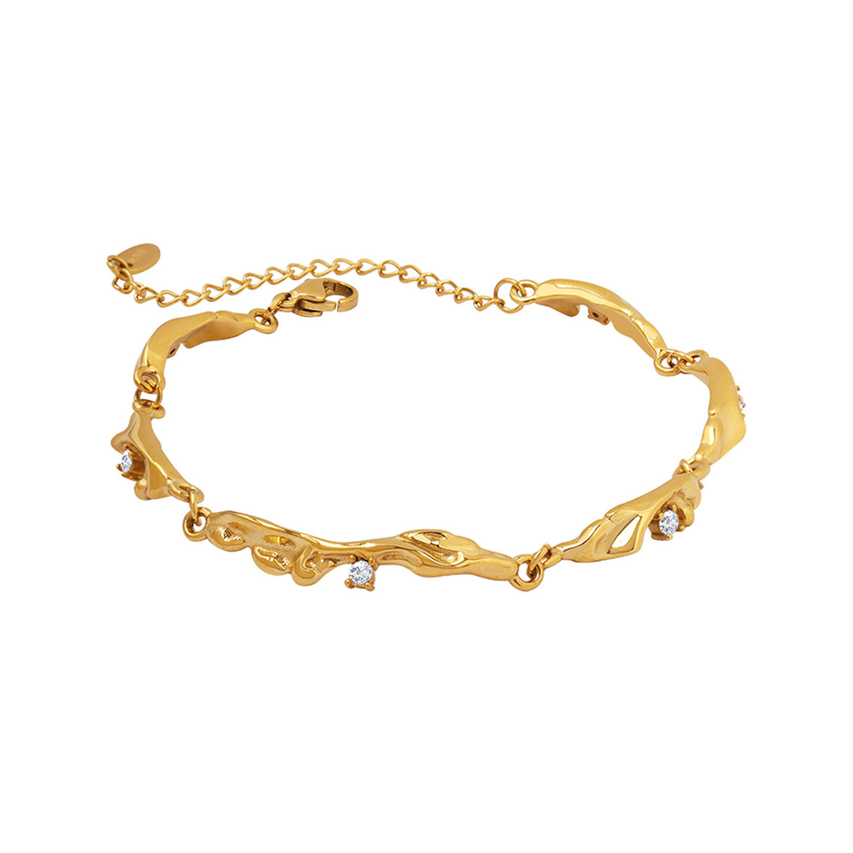 Current Organic Bracelet with cubic zirconia accents on white background