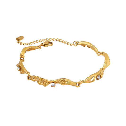 Current Organic Bracelet with cubic zirconia accents on white background
