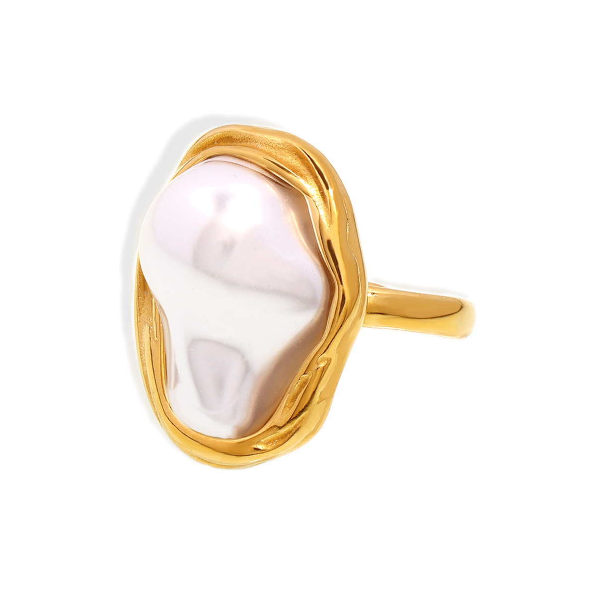 Sea Muse Ring with pearl detail on white background